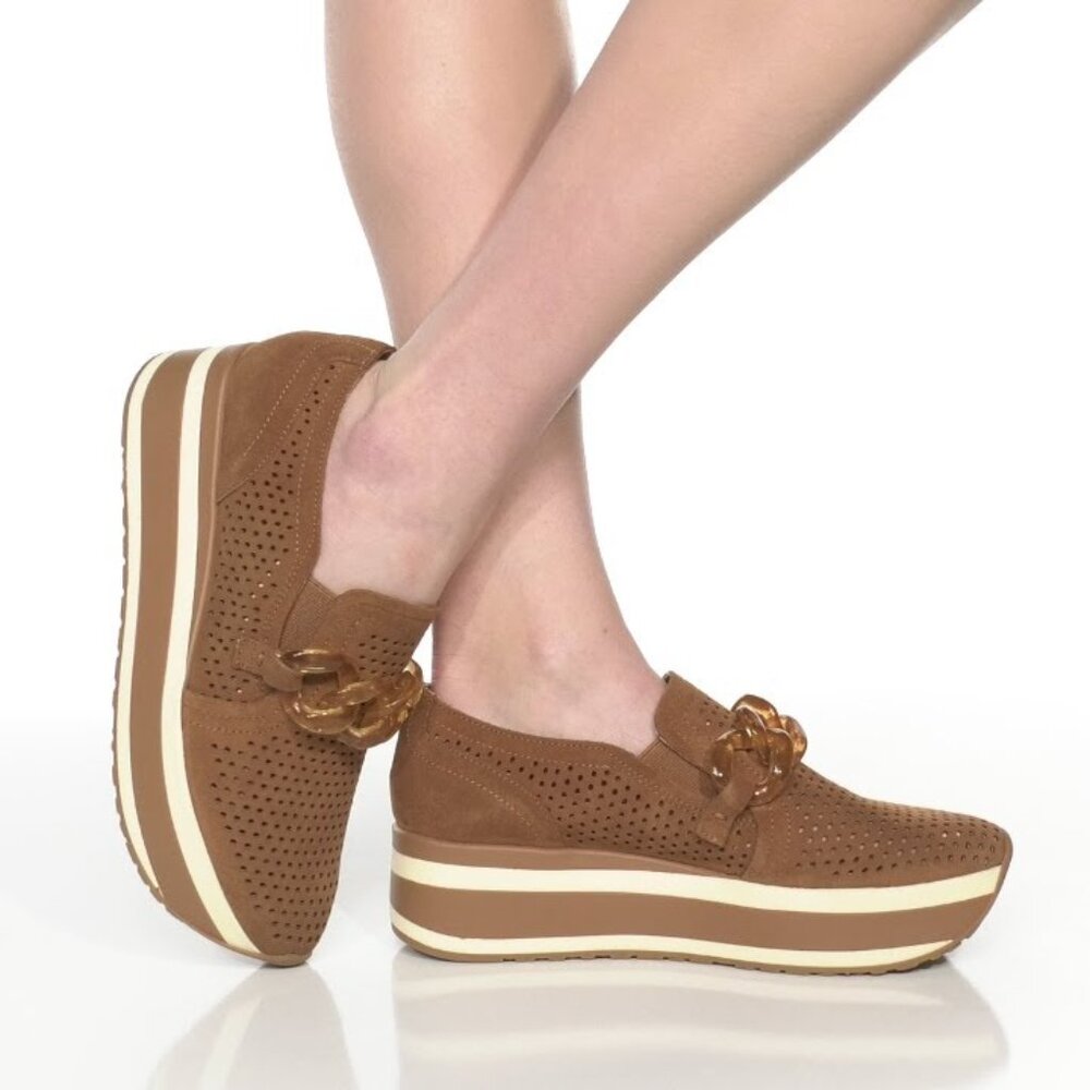 Dolce Vita Jhenee Platform Sneaker 8.5 Pecan Brown Suede
